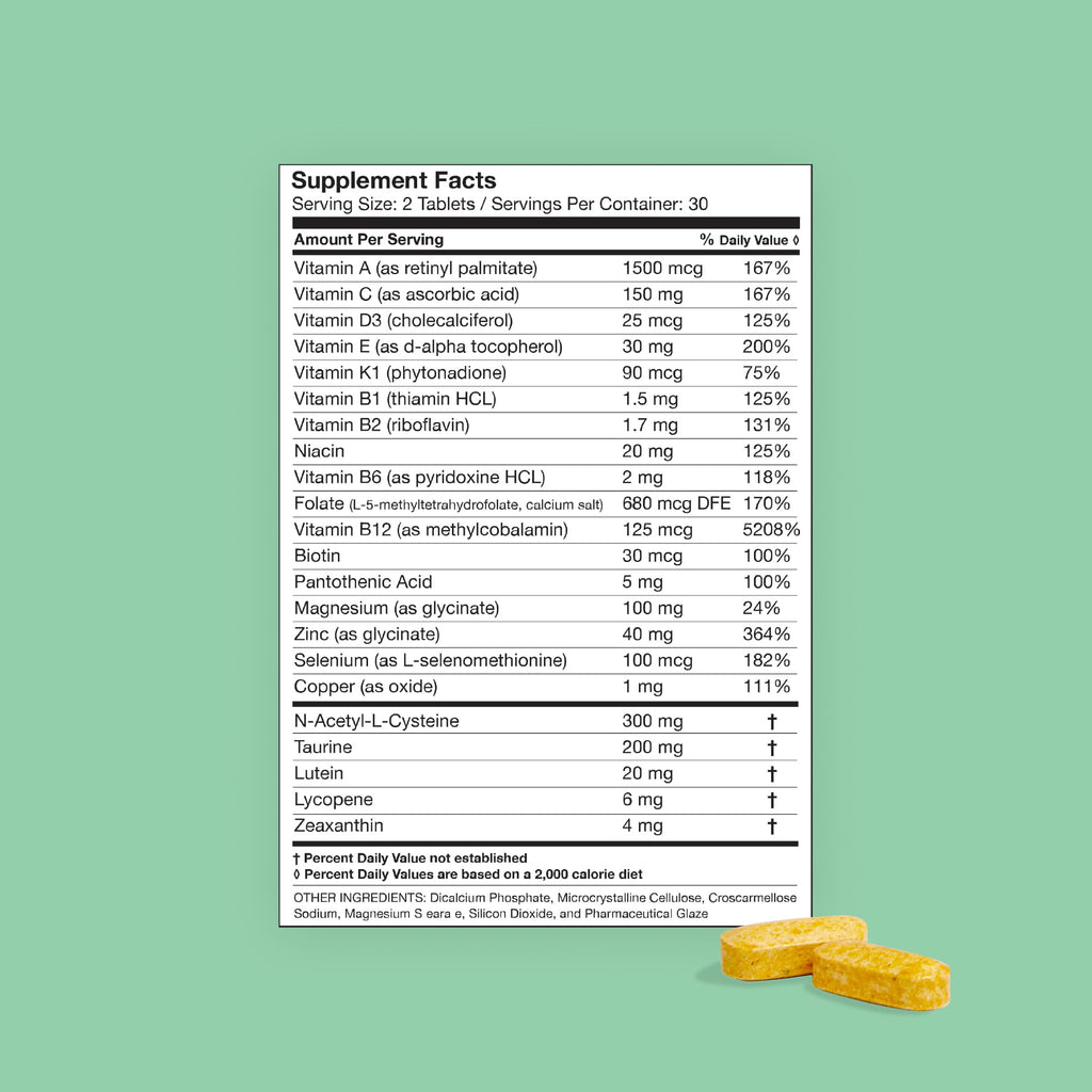 CorneaCare Eye Vitamins and Minerals Supplement Facts